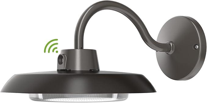 50W LED Gooseneck Barn Light 10 Inch Outdoor Farmhouse Wall Light with Dusk to Dawn Photocell Pole/Wall Mounted Area Light for Barn Garage Yard Warehouse 120VAC 4000K 5000LM UL Listed IP65 Dark Bronze