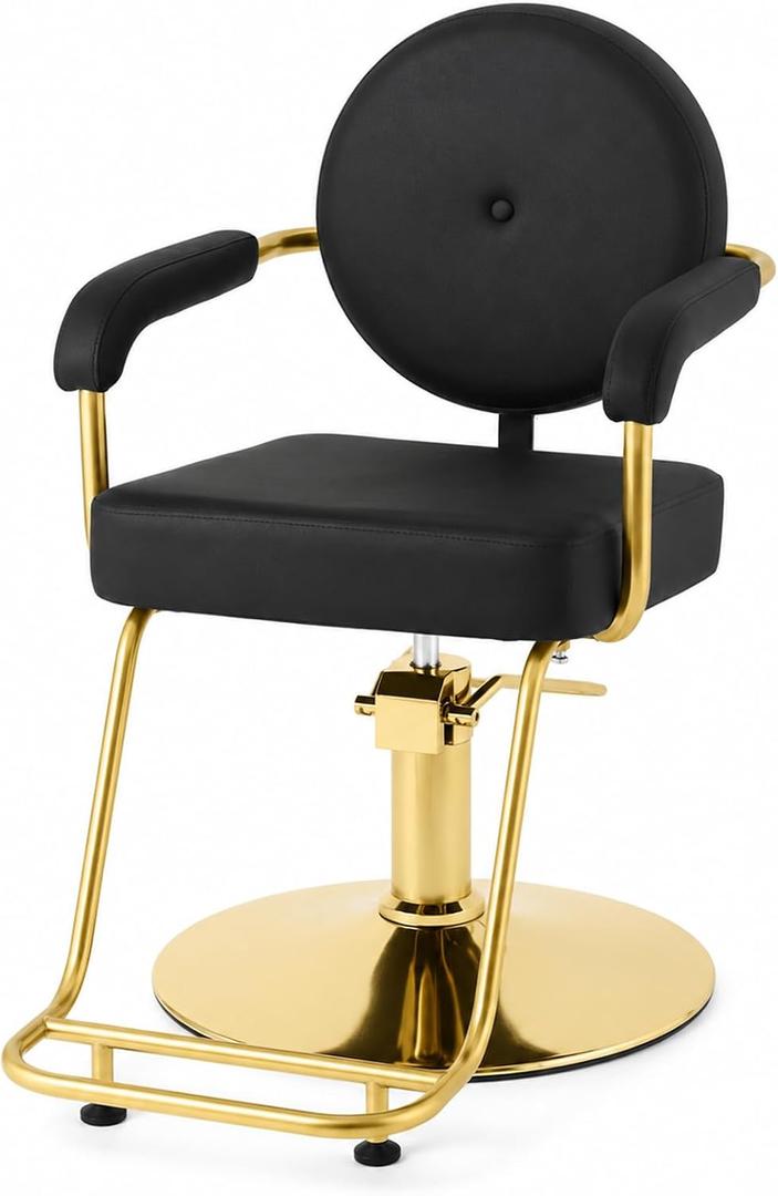 Artist hand Black and Gold Salon Chair, Styling Chair for Hair Stylist