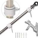 NELXINJO 6FT Flag Pole with Bracket,Professional Stainless Steel No Tangle Spinning Pole and Flag Pole Kit with Bracket for Residential or Commercial