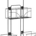 Zenna Home Shower Caddy Hanging Bathroom Organizer, Steel Shower Shelves with 4 Sliding Baskets and Built in Hooks, Accomodates Hose for Handheld Shower Head Storage System, Bronze
