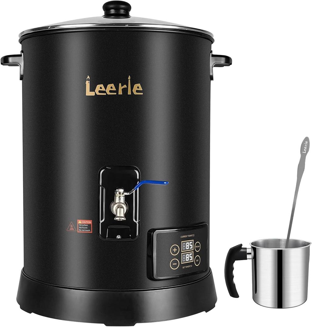 Leerie 30Lbs Digital Commercial Wax Melter for Candle Making - D15 Large Candle Wax Melting Pot with Accurate Temperature Control & Holds 30Lbs Melted Wax for Candle Making Business