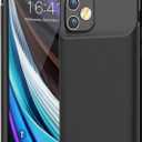 Battery Case for iPhone 12 Mini, Full Encircle 6000mAh Ultra-Slim Rechargeable Portable Charging Cover Extended Battery Pack Compatible with iPhone 12 Mini (5.4 inch) Charger Case with Carplay-Black