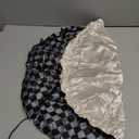 Luxury Shower Cap Silk Satin Lined Waterproof Reusable Adjustable Elastic Dry Hair Bathing Caps Cute for Women Girls-Black Grey Checkered