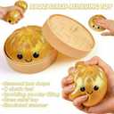 Dumpling Squishy, New Mystery Glitter Dumpling Squishies with Steamer, Sensory Squeeze Toy for Stress Relief, Soft Decompression Dough for Adults Office and Home Use(Golden)