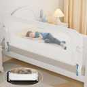 NUTIKAS Baby Bed Rail Guard for Toddlers - 70" Toddler Bed Rails for Twin, Full, Queen, King Bunk Size Bed Swing Down Bedrail Extral Tall Child Safety Side Railing Guards for Kids White