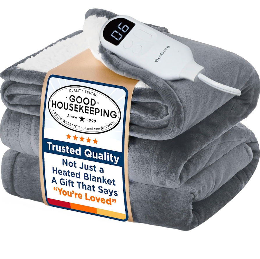 Bedsure Electric Blanket Twin - Soft Flannel Heated Blanket Twin Size, GentleSoft Fast Heating with 10 Time Settings & 6 Heat Settings, Warm Gift for Grandma (62x84 inches, Grey)