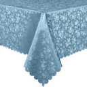 Smiry Rectangle Waterproof Heavy Duty Vinyl Tablecloths, 60 x 126 Inch | Wipeable Washable Floral Embossed Table Cover for Kitchen and Dining Room, Indoor & Outdoor Use, Stone Blue