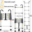 RIKADE Telescopic Ladder, 8.5 ft Aluminum Telescoping Ladder with Non-Slip Feet and Stable Hook, Portable Extension Ladder for Household and Outdoor Working, Max Load 330 lb, Aluminum