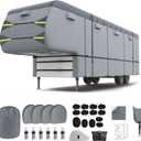 5th Wheel RV Cover 7 Layers Fifth Wheel Camper Cover Windproof Waterproof Rip-Stop UV Protection (Fit 33-35FT)