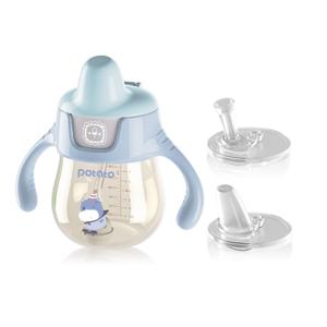POTATO Sippy Cups For Toddlers with Straw Spill Proof, PPSU Learner Cup with Handle for Boy, Water Bottle for Baby 6 Months with 2 Type of Spout, 6 Ounce Blue POTATO Sippy Cups For Toddlers with Straw Spill Proof, PPSU Learner Cup with Handle for Boy, Water Bottle for Baby 6 Months with 2 Type of Spout, 6 Ounce Blue