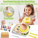 Mikiomie Electric Pottery Wheel for Beginners with Foot Pedal, 3 Clay Packs(1.7lbs Total), Apron, Painting & Carving Tools, Arts and Crafts Toys Art Supplies, Gifts for Birthday Christmas