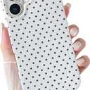 Yeddabox for iPhone 16 Case Cute Polka Dot Phone Case Soft TPU Slim Shockproof Phone Cover for Women Girls, White