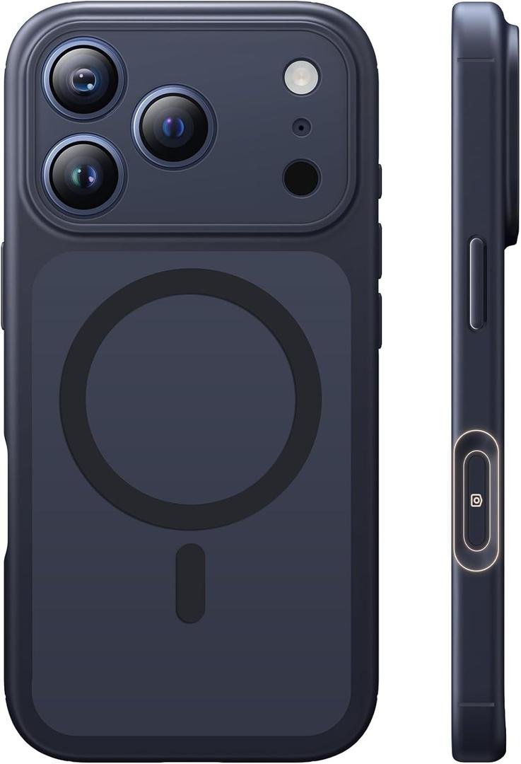TAURI for iPhone 17 Pro Case, Compatible with MagSafe, (Full Camera Protection) Camera Control Cover Solid-Color Matte Magnetic Phone Case for 17 Pro 6.3", Black