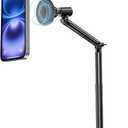 Adjustable Magnetic iPhone Stand for Desk, Phone MagStand for Filming, Phone Holder Stand Compatible with iPhone and All Mobile Phones Tablet (with 2Pcs Magnetic Rings)