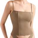 SUUKSESS Women Bustier No Boning Corset Tops Fitted Going Out Y2k Cami Tank Tops (Brown, XS)