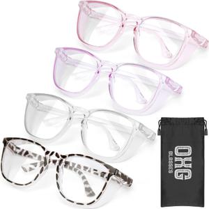 OXG 4 Pack Anti-Fog Safety Glasses, Z87.1+ Stylish Safety Goggles - Blue Light Blocking Protective Eyewear for Nurse