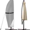 POYEE Umbrella Cover, 420D Waterproof Outdoor Patio Umbrella Cover for 7.5ft to 11.5ft Cantilever Offset Umbrella, Gray