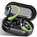Wireless Earbuds, 2025 Bluetooth 5.4 Headphones Sport, Bluetooth Earbuds with ENC Noise Canceling Mic, 50H Stereo Wireless Headphones IP7 Waterproof with Ear hooks, Dual LED Display for Workout/Running