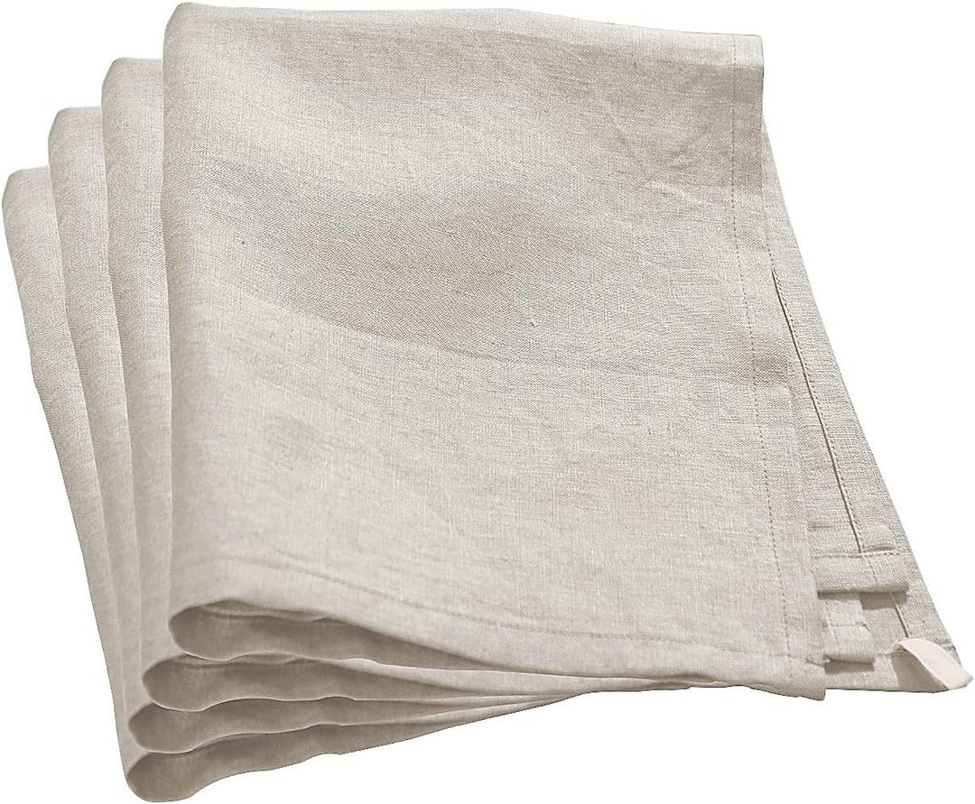 Amazhiyu Pure Linen Dinner Napkins Washable Reusable, 17x17inch (4PCS)