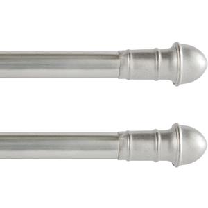 48-84 in. Adjustable Petite Caf Curtain Rod, 2-Pack, 7/16 in. Diameter, Silver
