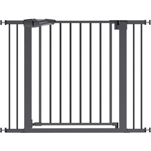 Babelio Baby Gate, 29-43" Auto-Close Easy Install Pet Gate, PressGuard P7 Extra Wide Walk Thru Child Safety Gate, 30" Tall Pressure-Mounted Metal Dog Gate for Doorways & Stairs, Black