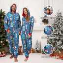 VNVNE Matching Christmas Onesie Pajamas for Women/Men/Couples/Family, Xmas Holiday Long Sleeve One-Piece Adults Pjs Sleepwear (Blue)