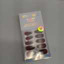 BTArtbox Press On Nails Almond - Lamp-Curable Dark Red Medium Press On Nails with Glue for Women, Semi-Transparent Soft Gel Glue On Nails in 15 Sizes - 30 Stick On Nails Kit, Blackout