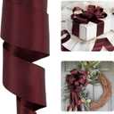 HUIHUANG Burgundy Satin Wired Ribbon 2.5 inch Wine Red Double-Faced Satin Wire Ribbon for Wreaths, Bows Making, Gift Wrapping, Home Decor, Crafts, Christmas Tree Bows-Continous 10 Yards