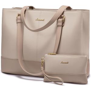 LOVEVOOK Laptop Tote Bag for Women 15.6 Inch Work Bag Leather Laptop Purse with Clutch, Large Computer Briefcase Bag for Office Business Teacher Casual
