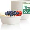 Homestockplus Disposable Bowls 16 Oz [50 Pack] - Heavy Duty Paper Bowls, Sugarcane Fiber Compostable Bowls for Ice Cream, Snacks, Desserts, Microwave Safe BPA-Free Eco Dinnerware (White)