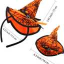 3 x Witch Hat Headband for Women, Halloween Headbands for Kids, Cute Orange Spiderweb Witch Costume Accessories, Small Hat Headpiece for Girls Trick or Treat
