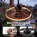 Farmhouse Gazebo Fan with Light, 20" Plug-in Gazebo Ceiling Fan with App/Remote Control, Outdoor Ceiling Fan with Light IP65 Waterproof, 3 CCT Light, for Gazebo