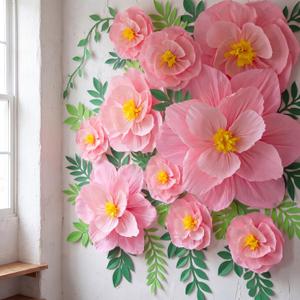 Giant Paper Flowers Artificial Large Paper Flower Decoration for Handcrafted Wall Backdrop Christmas Mexican Wedding Graduation Bridal Shower Birth Party Supplies(Gradient Pink,12 Pcs)