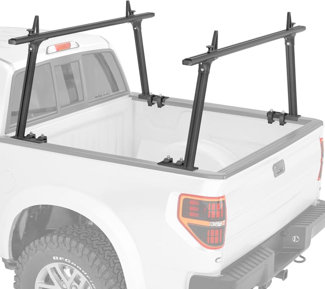 AA-Racks Model APX25-Lite Extendable Aluminum Truck Ladder Rack Adjustable Pick-Up Ladder Rack (No Drilling Required) - Black