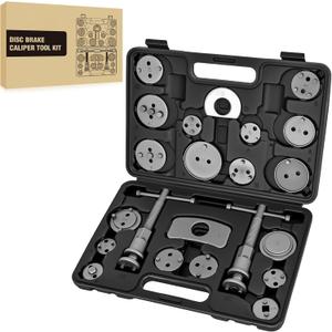 GOOACC 22pcs Disc Brake Caliper Compression Tool Set Caliper Piston Compressor Tool for Brake Pad Replacement Reset Heavy Duty Brake Tools Brake Caliper Piston Rewind Tool Caliper Press Tool Kit Black