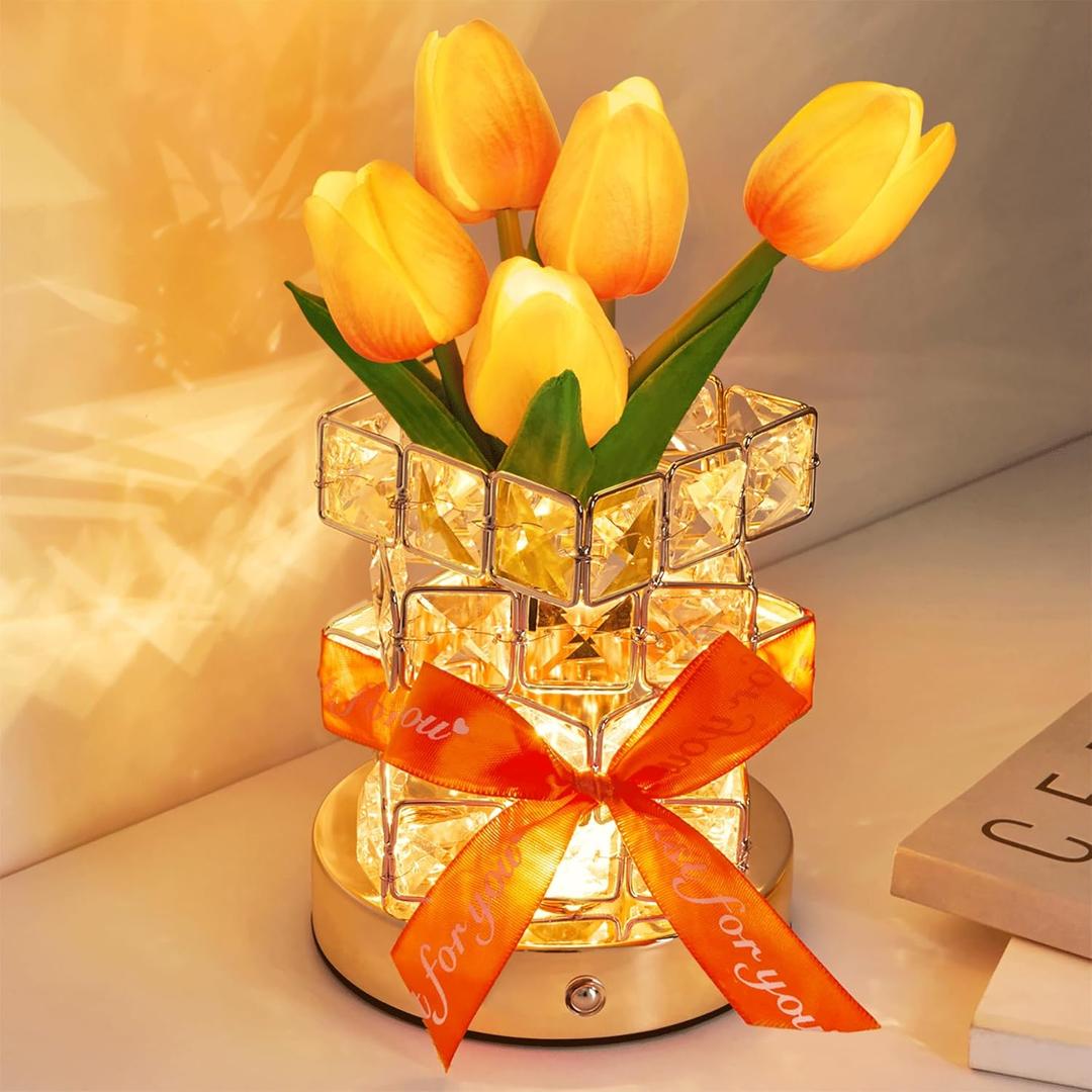 Gifts for Women Tulip Flower LED Table Lamp, Cordless Touch Night Light, 3 Color Dimmable, Birthday Mothers Day Valentines Christmas Gift for Mom, Wife, Girlfriend