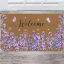 Ceenna Spring Welcome Mats Spring Lavender Flower Coir Door Mat Purple Flower Print Decoration Indoor Outdoor Entrance Non Slip Doormats for Spring Summer Lavender Front Door Rugs, 29.5 x 17.7 Inch 