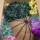 Hananona 2 Set Artificial Outdoor Flowers with Hanging Basket, 2 Hanging Planters with 24 Pcs Flowers for Spring Summer Front Porch Garden Patio Home Decor (2, Red, Purple, Yellow, Rose Red)