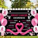 Breast Cancer Awareness Backdrop Banner Decorations with 70.8"X43.3", Hope Faith Strength Courage Breast Cancer Pink Month Photography Background for Charity Activities Party Decor