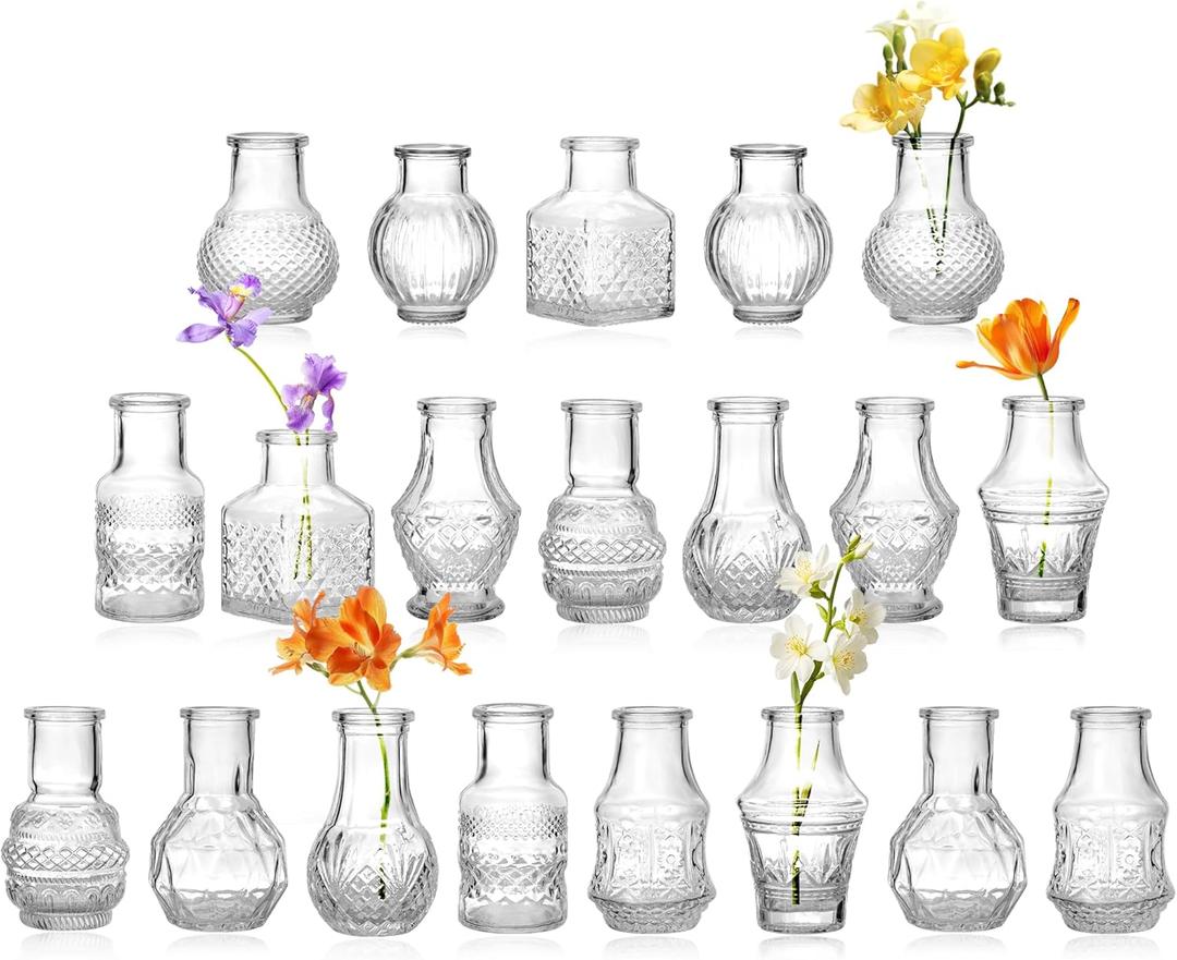 20 Pcs Mini Bud Vases Small Glass Vases for Flowers, Centerpieces, Party Decor Have Assorted Sizes Add a Touch of Elegance to Your Room 20 Pcs Mini Bud Vases Small Glass Vases for Flowers, Centerpieces, Party Decor Have Assorted Sizes Add a Touch of Elegance to Your Room