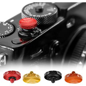 REYGEAK for Fujifilm Camera Shutter Button,4 Pcs Copper Soft Shutter Release Button,Camera Shutter Button Fits for Fuji Fujifilm X100 X100VI X-T5 X-T4 X-T3 Accessories(Red/Brass/Orange/Black)