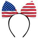 2 x 4th of July Bow Headbands for Women, with American Flag Design for Memorial Day, Patriotic Decorations, Independence Day Party Supplies