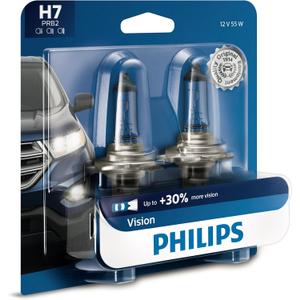 Philips Automotive Lighting H7 Vision Upgrade Automotive Replacement Headlight Bulb, Fits Select High Beam, Low Beam, or Fog Positions (Pack of 2)