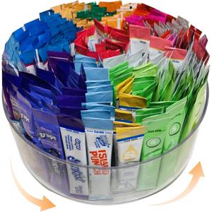 Drink Packet Organizer for Powdered Drink Mix,Powder Packet,Water Packet,Water Flavor Packet,Lazy Susan Organizer for Drink Mix Rotating Holder for Drink Mix Necessities (Round - 9 inches)