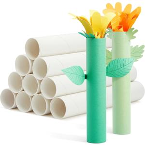 Genie Crafts 12 Pack White Cardboard Tubes for Crafts, Empty Paper Towels Rolls for DIY Art Projects (1.7 x 10 Inches)