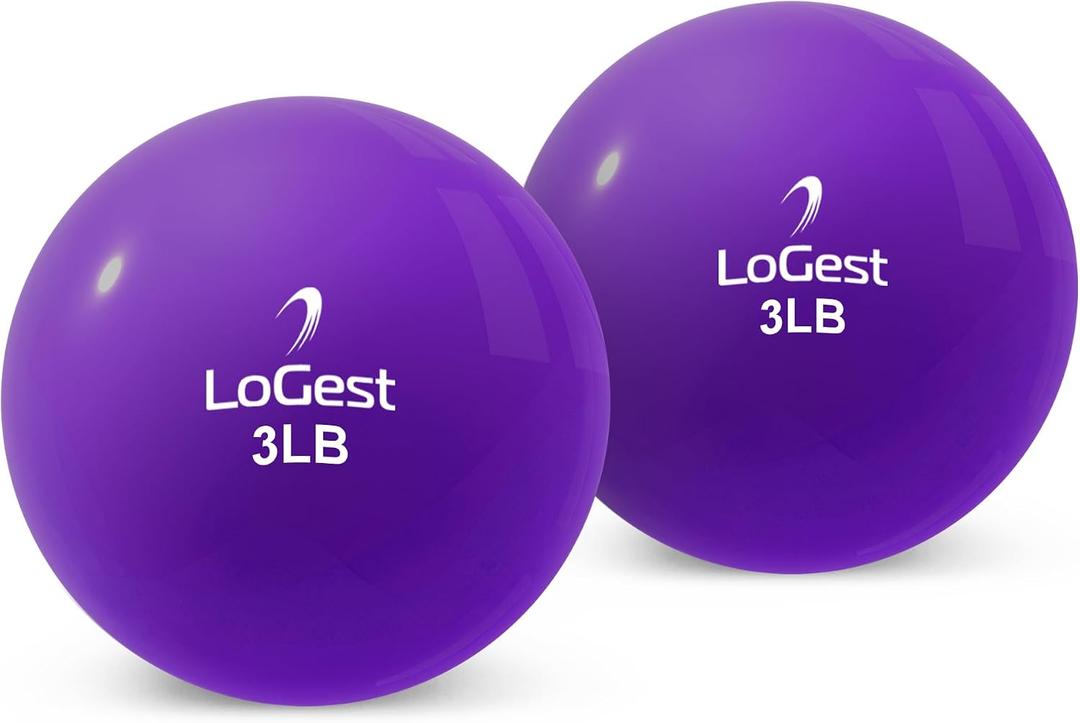 Logest Weighted Toning Exercise Balls Pair - Round Shape Medicine Ball  - Toning Muscle for Men & Women - Color-Coded Difficulty Levels (3LB - Pair)
