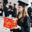 2 x Graduation Decorations 2026 Graduation Card Box Red Gold Congrats Grad Gifts Cardboard for Class of 2026 High School College Grad Party Decor 8.7 Inch