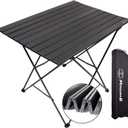Camping Table Folding Portable Camp Side Table Aluminum Lightweight Carry Bag Beach Outdoor Hiking Picnics BBQ Cooking Dining Kitchen Black Large (Large 27'' x 18'')