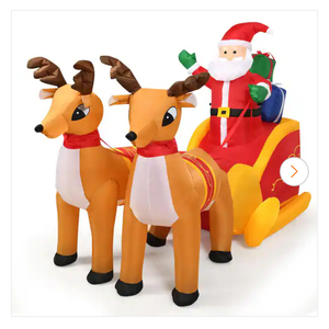 6 ft. Pre-lit LED Lights Santa Double Deer Christmas Inflatable with Waterproof Polyester Fabric