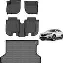 AIPOIL Floor Mats & Cargo Liner Set for Honda HR-V 2016-2022 (AWD Models) TPE All Weather Protection Anti-Slip Automotive Floor LinersFull Set Automobile mats Accessories, Black